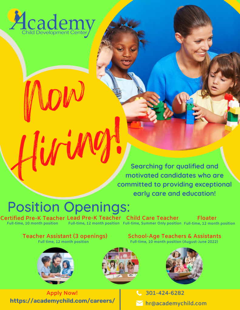 Careers Preschool Childcare Center Serving Gaithersburg North   Now Hiring Flyer 2022 1 791x1024 